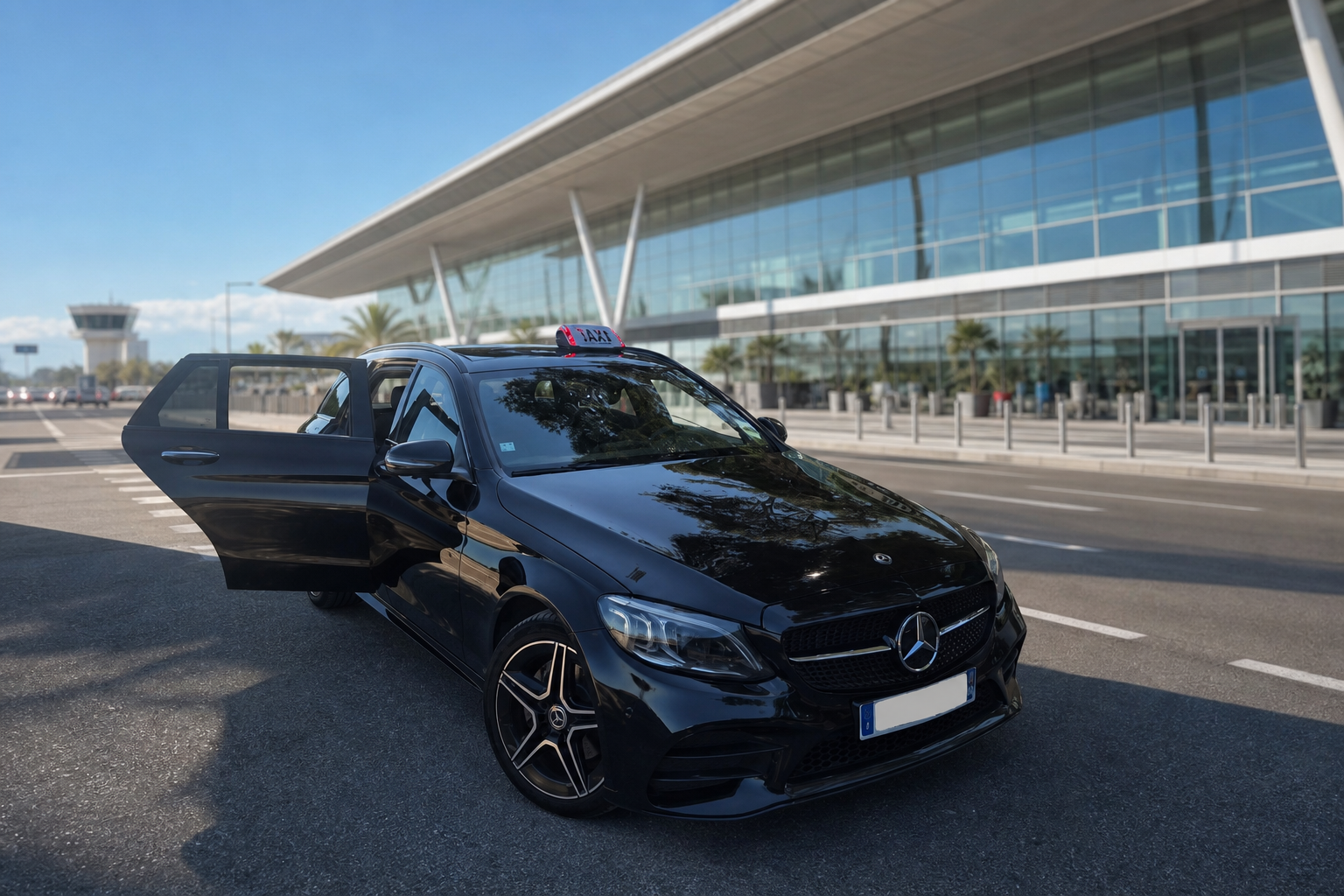 Taxi Vallauris Mercedes break — transfert vers l’aéroport Nice Côte d’Azur